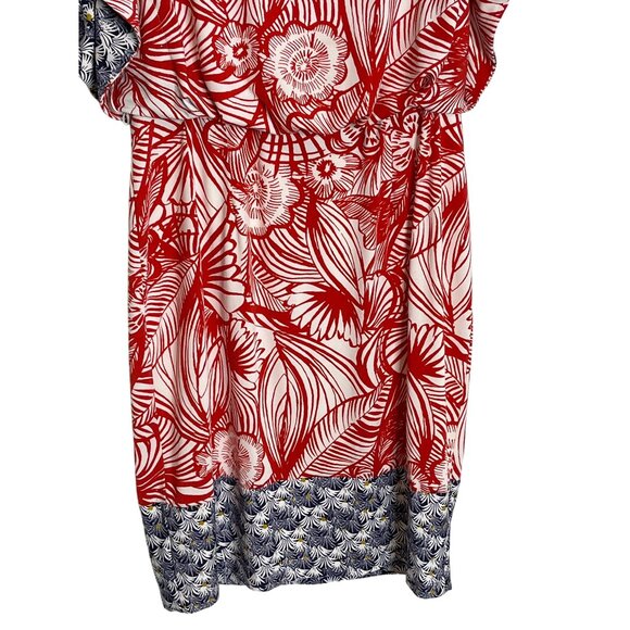 Maggy London Womens 4 Red Blue Floral Short Sleeve Sheath Dress - Picture 5 of 12